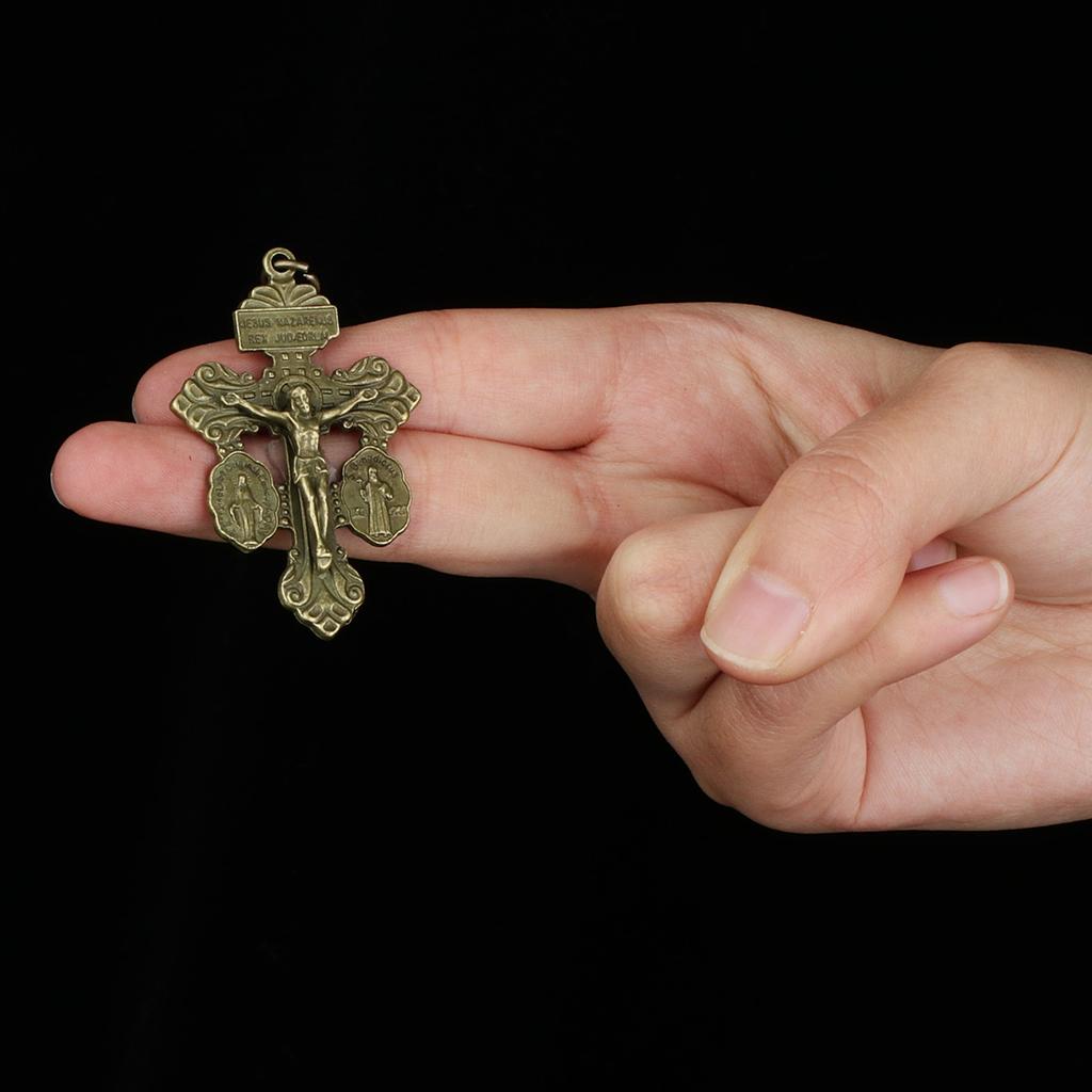 10 Pcs Metal Pardon Crucifix Catholic Pendant With St Benedict and Milagrosa Medal DIY For Rosary Necklace Making Parts