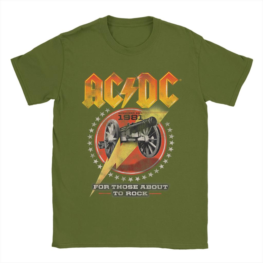Męski T-shirt AC-DC Zespół Muzyki Rockowej Dla Tych, Którzy Mają Rockować 1981 Śmieszny T-shirt z Czystej Bawełny T-shirt z Okrągłym Dekoltem Ubrania z Nadrukiem
