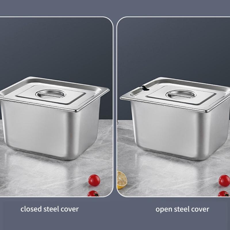 Edelstahl 1/3 Größe Küchenpfanne mit Deckel Für Kommerzielle Lebensmittelzubereitung und Platzsparender Aufbewahrungsbehälter Wanne