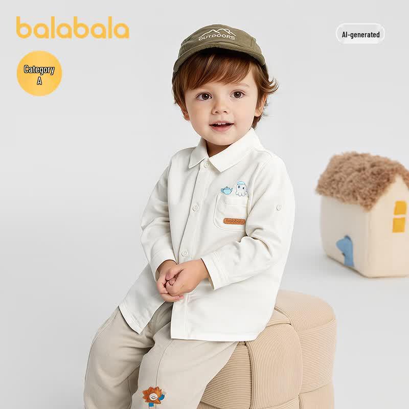 Balabala Baby Summer Long Sleeve Collared Shirt