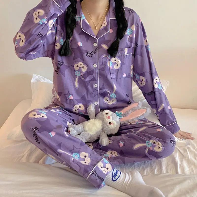 Pajamas Winter New Pure Cotton Long-sleeved Trousers Two-piece Set Cartoon Casual Women's Pajamas Home Wear Set