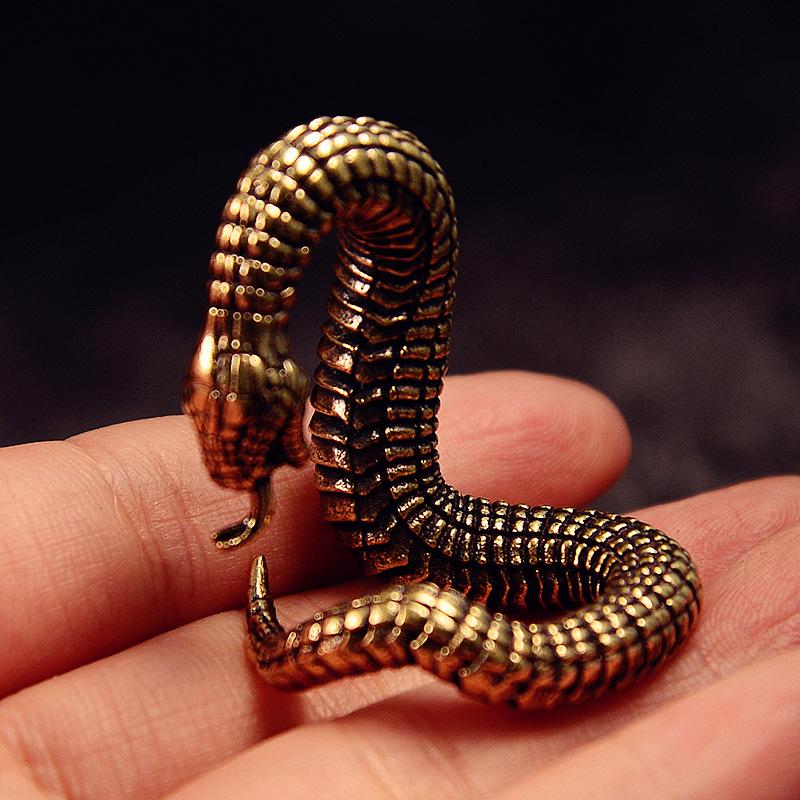 1 Pc Brass Copper Snake Desk Decorations Home Decor Ornaments Creative Animal Statue Crafts Vintage Miniatures Figurines