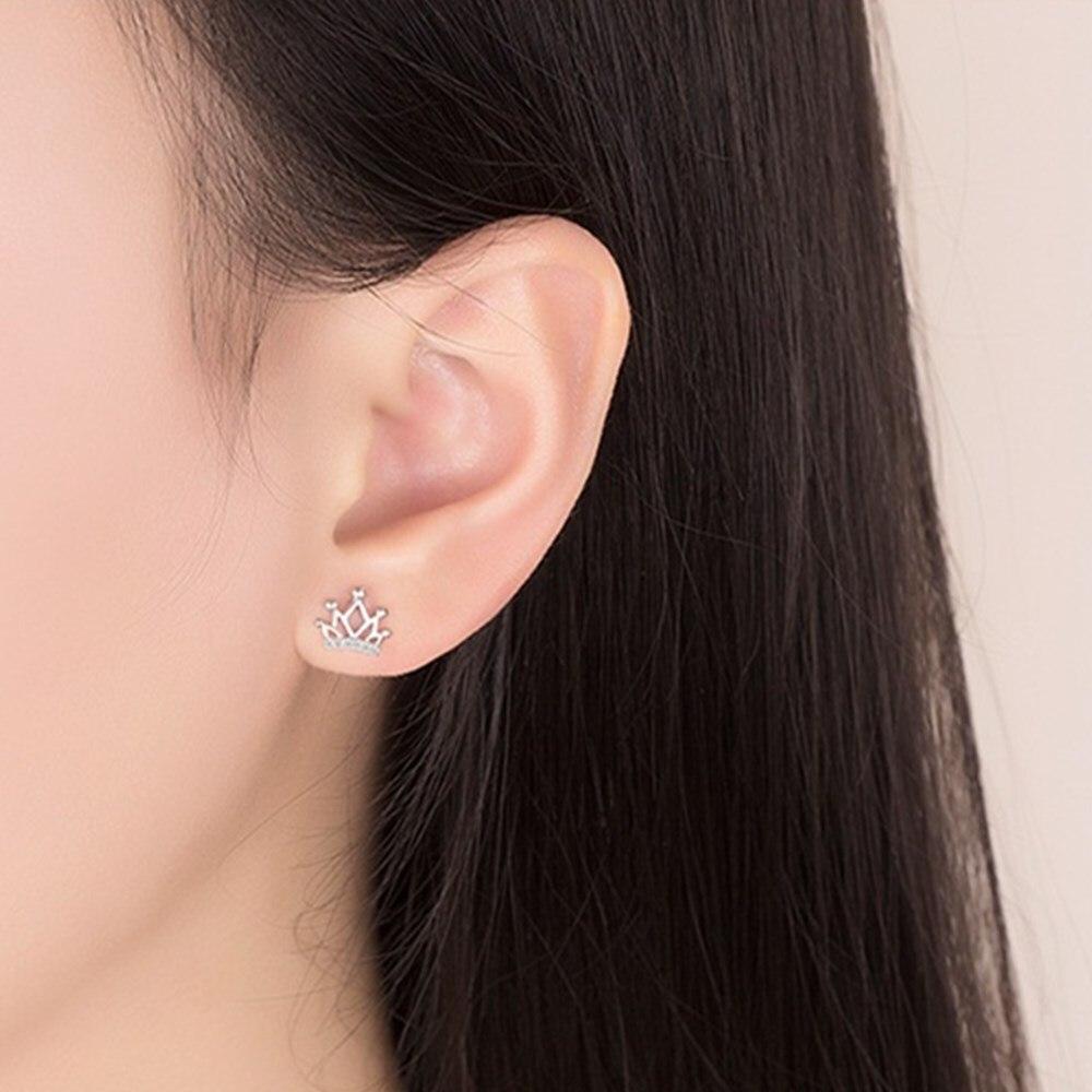 Nehzy 925 Sterling Silver Stud Earrings High Quality Woman Fashion Jewelry New Simple Crown Crystal Zircon Sale Earrings