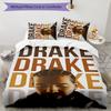 Drake 3pcs Bedding Set Duvet Cover Closure Includes 1 Duvet Cover & 2 Pillowcases for All Seasons Bedroom Home Dorm Decor