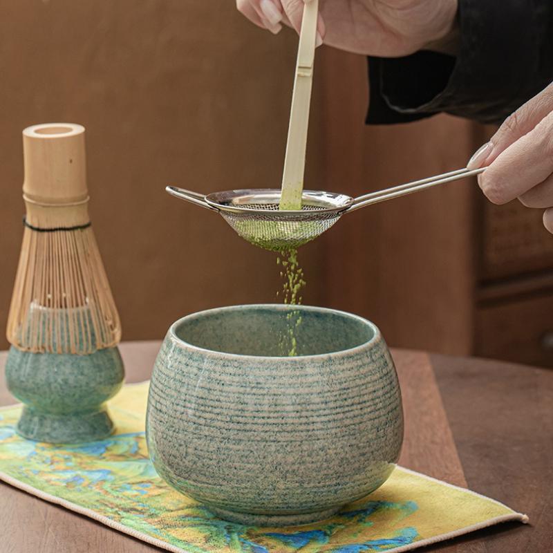Gradient-Coloured Matcha Tool Set Bamboo Tea Whisk Song Dynasty Whisked Tea Brush Hundred-Stem Standing Ceramic Matcha Bowl