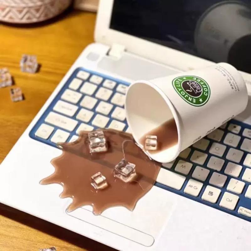 1Pc Overturned Coffee Cup Prank Phone Stand, Plastic Prank Toy, A Must-Have For Lazy People, Home Decoration Ornament.