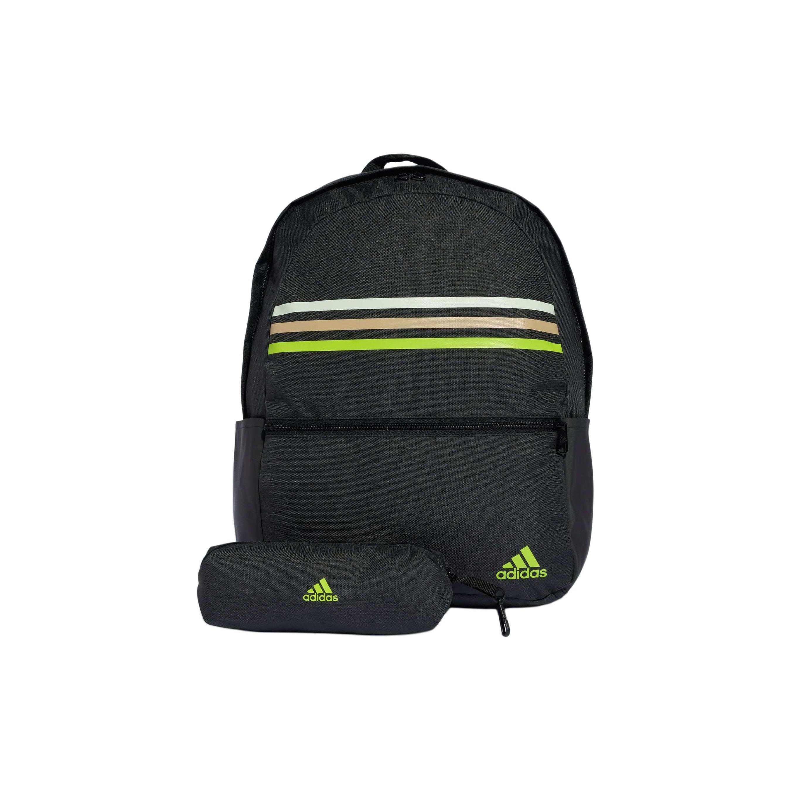 Adidas Classic Horizontal Three Stripes Recycled Polyester Plain Weave Backpack Unisex Backpack Black IP9846 Black