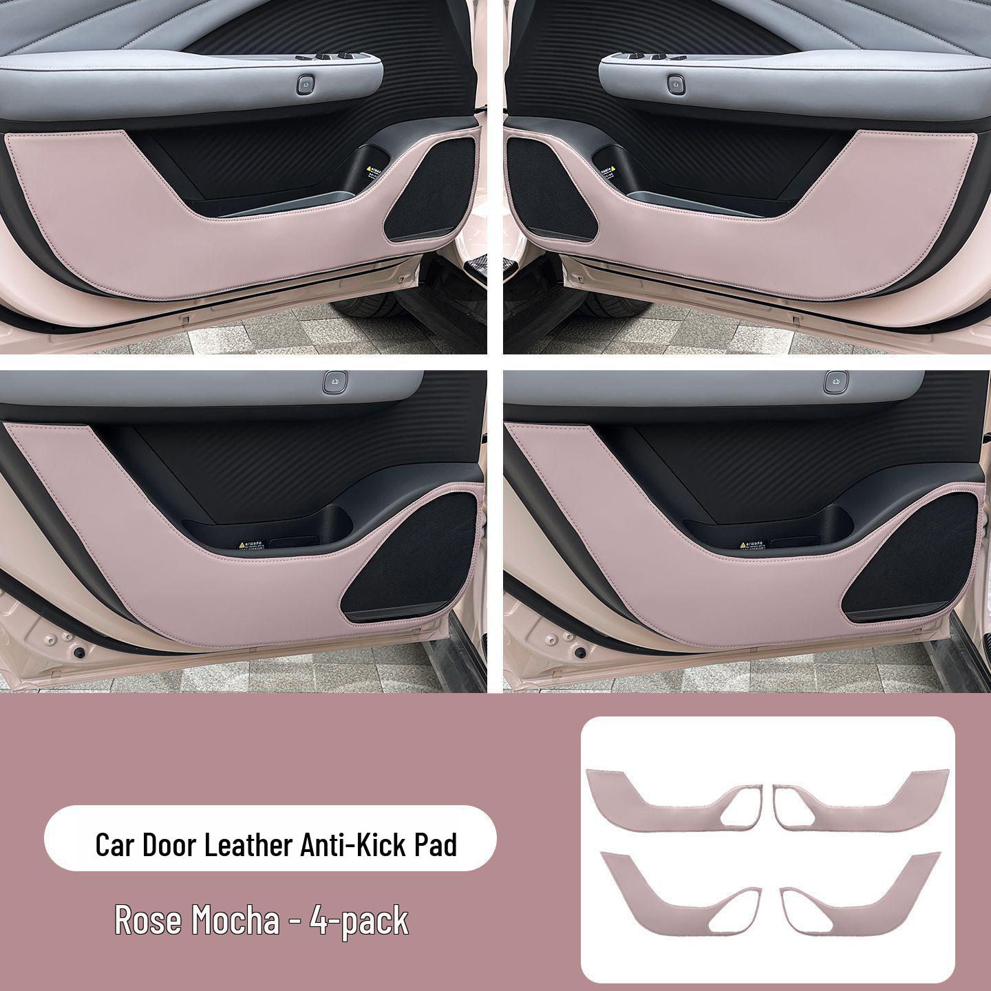 

Nissan N7 Rose Mocha Car Door Kick Mats - Anti-Kick Leather Panels