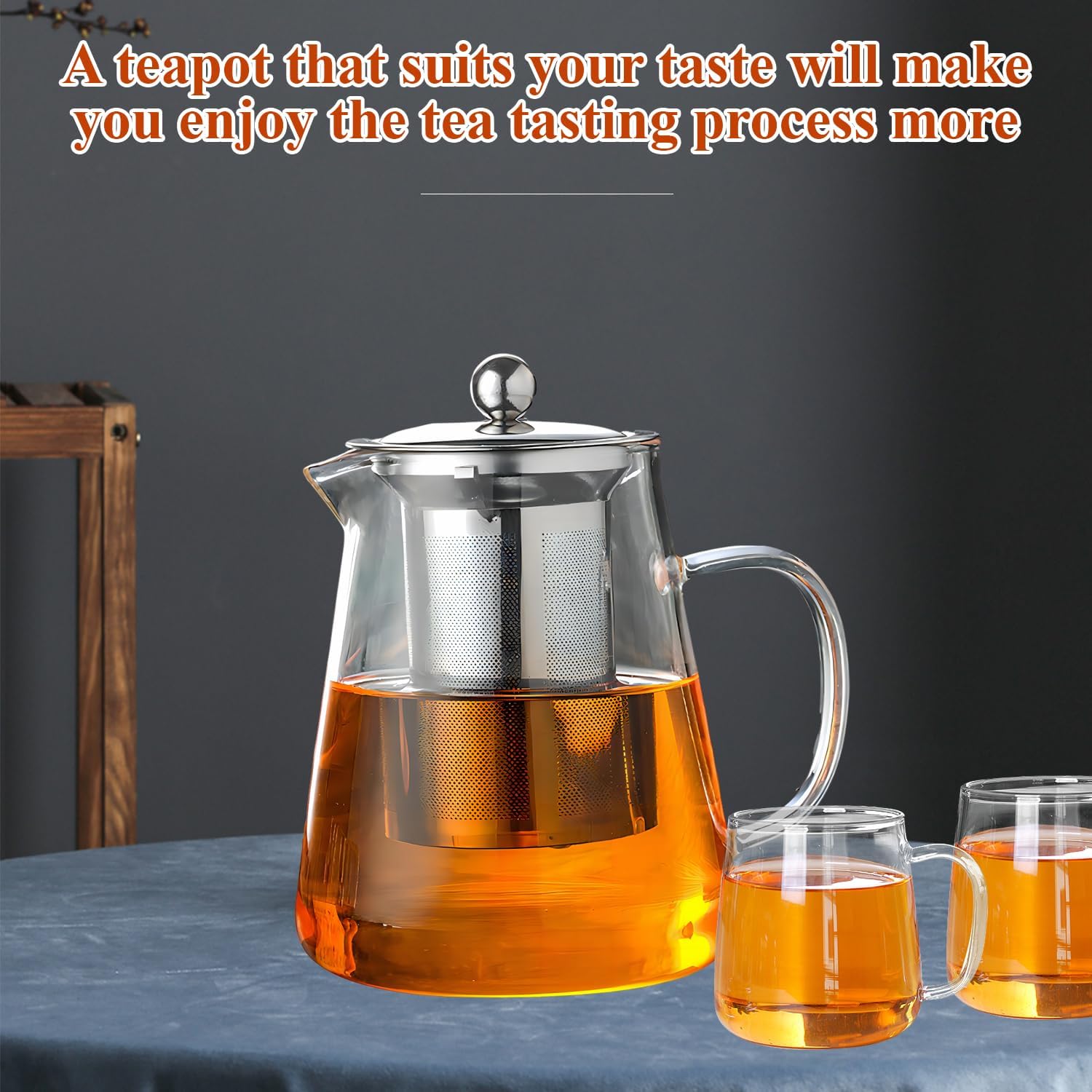 

Тисстинг 1300мл(44 унции) Стеклянный чайник со съемным ситечком, высокоборосиликатное термостойкое стекло, подходит для плиты, прозрачный