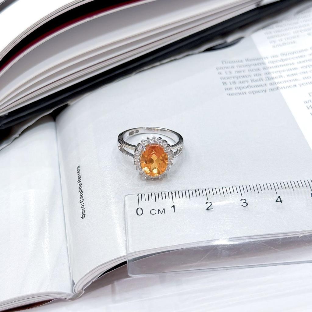 Silver Ring with Natural Golden Quartz 2.937ct, Cubic Zirconia, Product Weight 3.68 G (2163350)