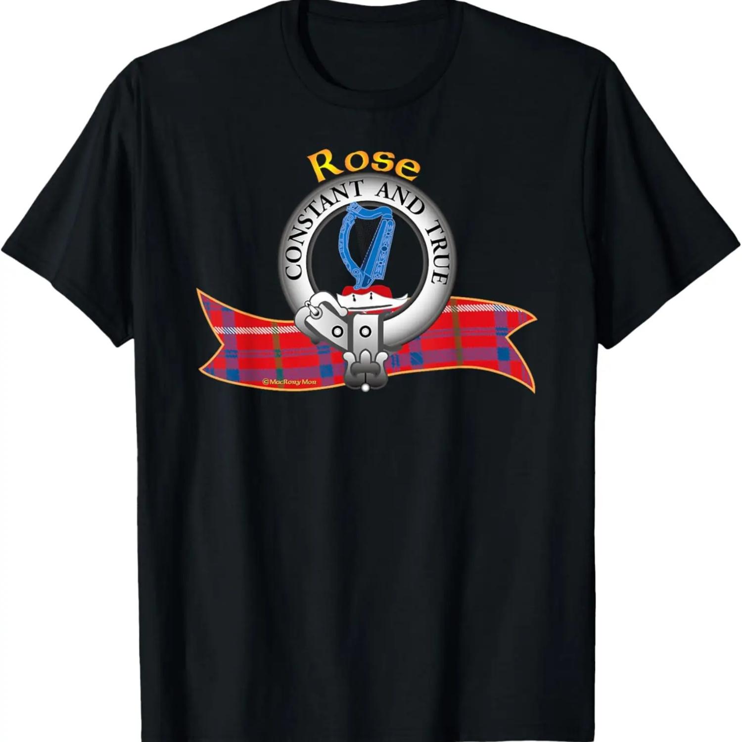 Rose Clan Tartan Crest Motto T-Shirt S чёрный