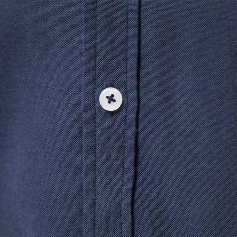 Men's Long Sleeve Button-Up Shirt, Cotton Blend Color Block Collared Shirt, Breathable Wrinkle-Free Casual Top
