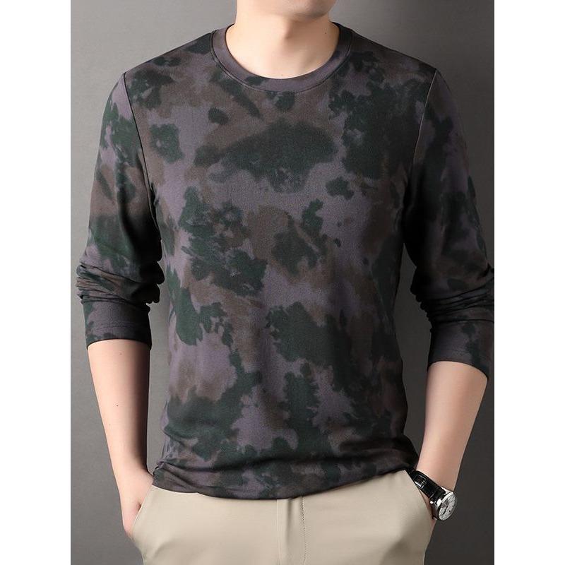 Spring and Autumn T-shirt Men's Long Sleeve New Youth Fashion Printed Round Neck Men's T-shirt Casual Bottoming Shirt