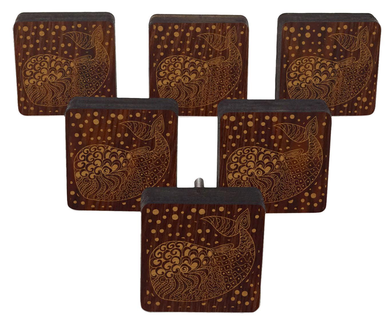 

IBA Indianbeautifulart Коричневі ручки з гравіюванням Дерев’яні ручки для гардеробу, висувні ящики для шаф, 10 2 x 2 Inches-Square коричневий