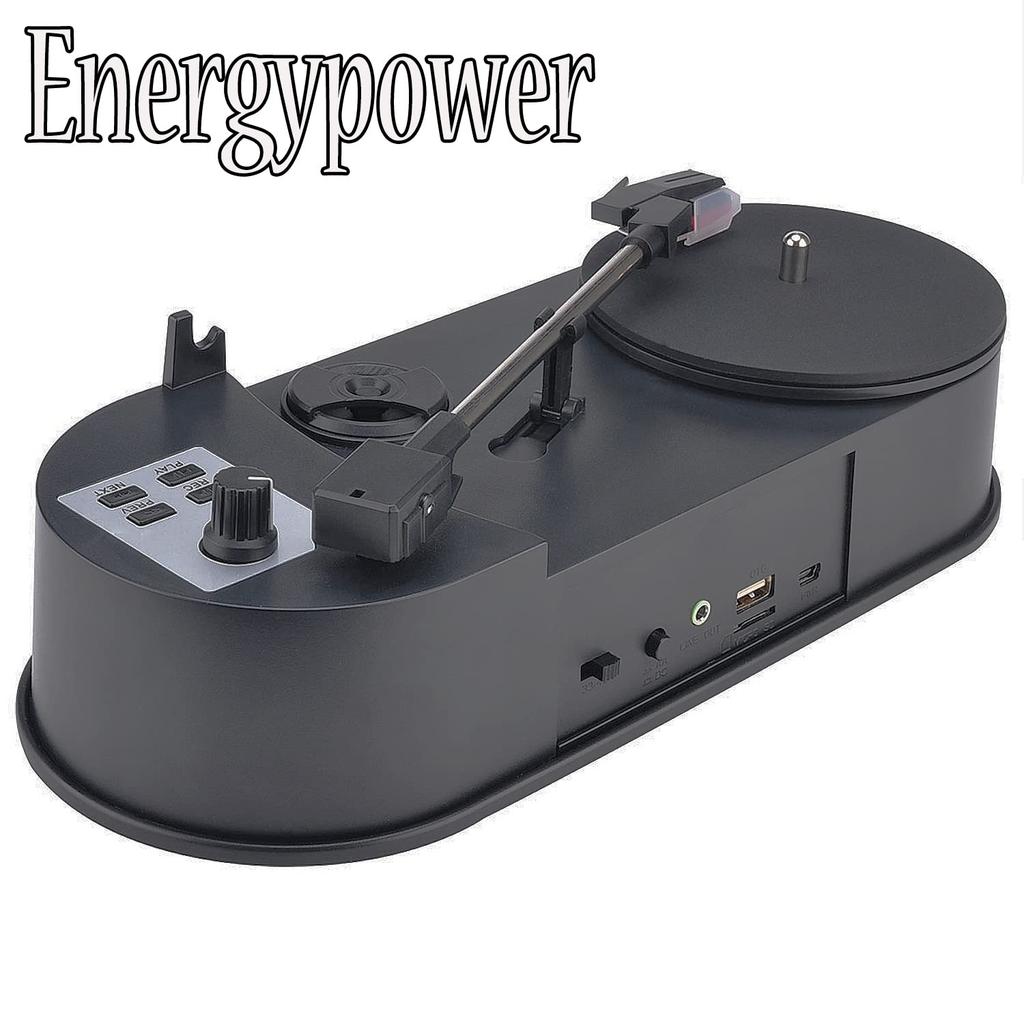 EnergyPower Mini Record Turntable with MP3 Dubbing RPM and Donut Record Automatic File USB Flash Drive and MicroSD Card No Computer Compact Battery or