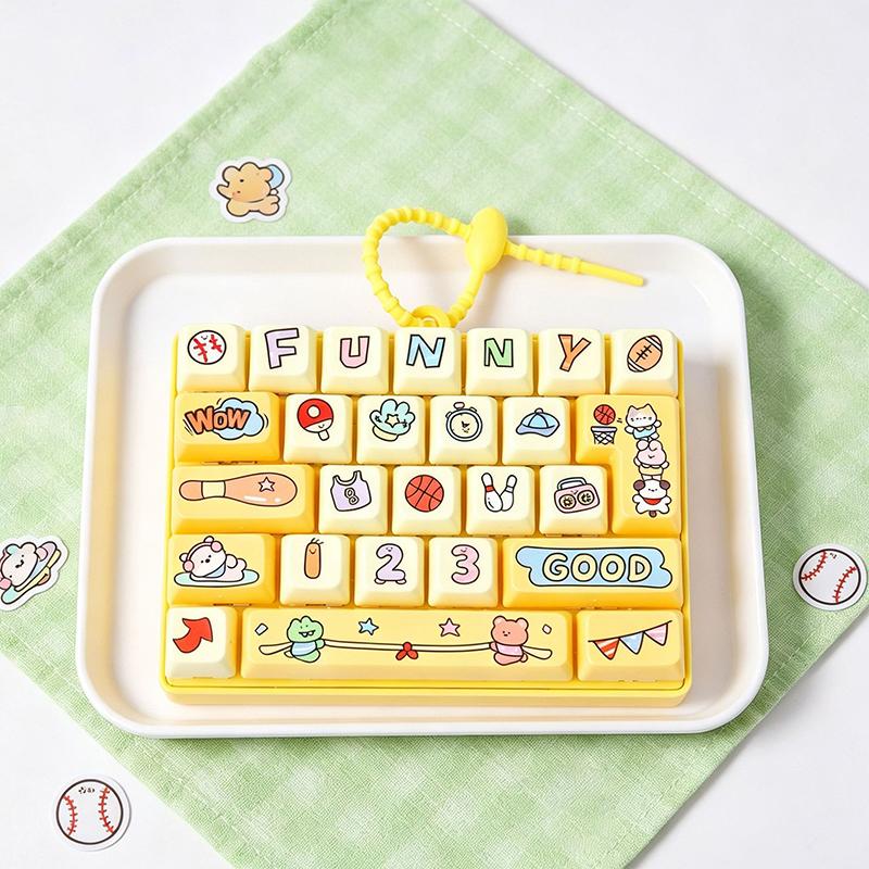 Soft Silicone 26 Keys Keyboard Fidget Toy Keychain Anti Anxiety Stress Relief Bag Pendant for Kids Adults Party Favor