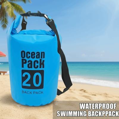 20L Waterproof Dry Bag Large-Capacity with Shoulder Straps Swimming Bucket Bag Foldable Lightweight Beach Backpack
