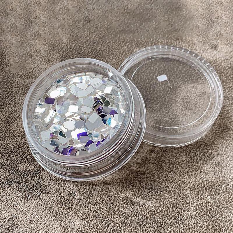 1 Jar Square Silver Nail Glitter Jewelry Minimalist And Sparkling Light Luxury Style Wearing Armor Decoration Materials