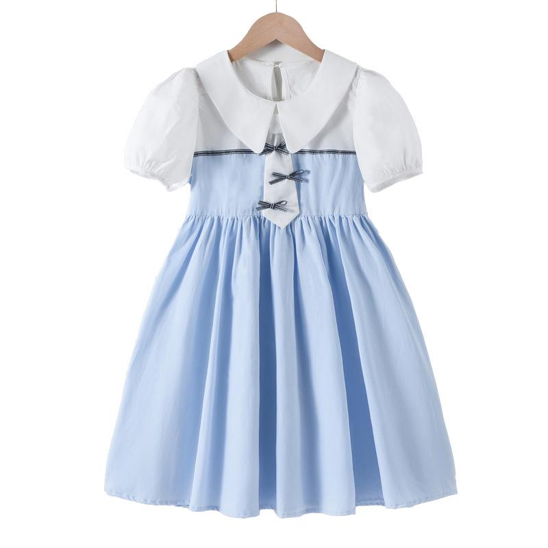 

Girls Academic Style Color Block Dress - Summer 2025 150 cm небесно-голубой