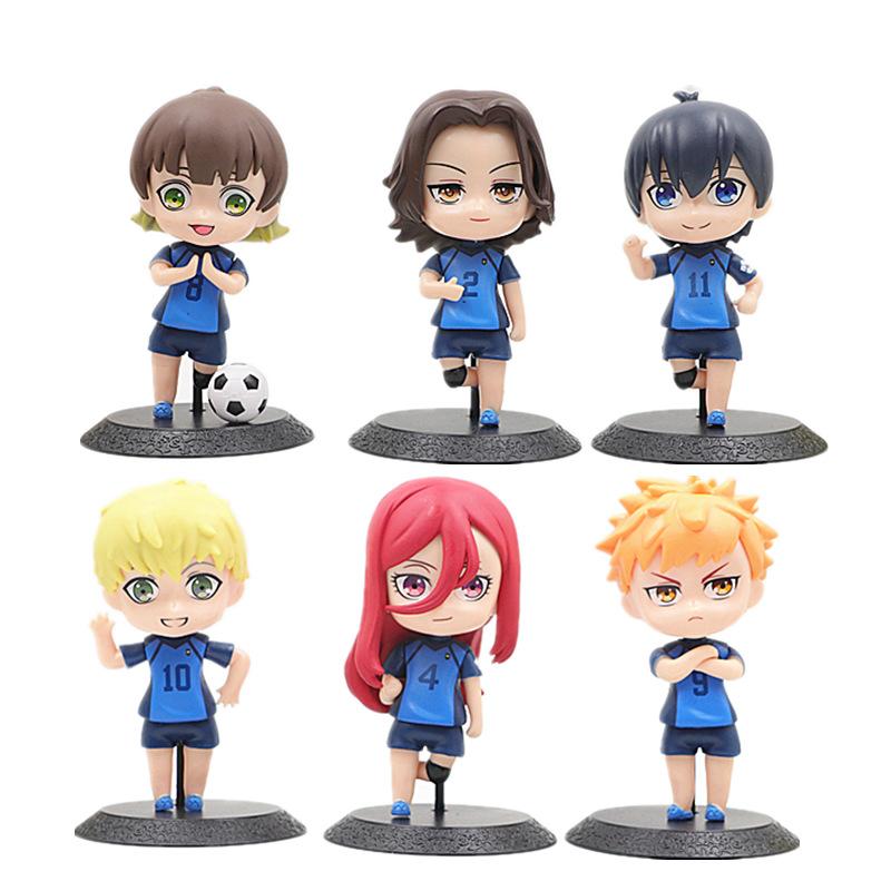 6Pcs/Set 10cm Anime Blue Lock Figure Look Up Isagi Yoichi Nagi Seishiro Action Figure Figurine Collection Model Doll Toys Gifts