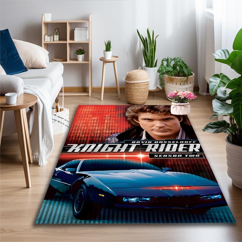 1pc Knight Rider Poster Rug, Digital Printed Home Chair Sofa Mat, Durable Office Area Carpet, Beautiful Festival Decorations