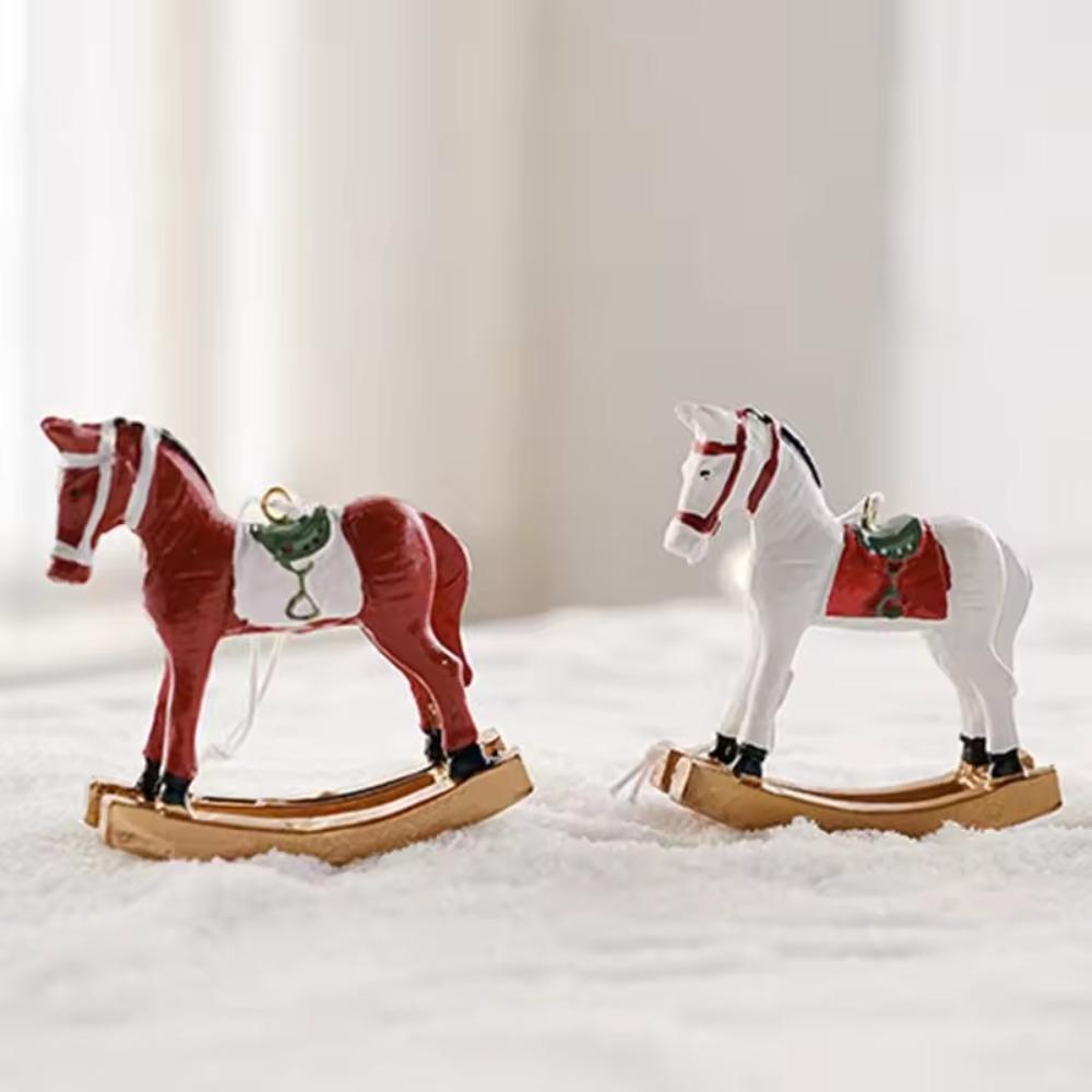 Three-dimensional Christmas Tree Pony Pendant Resin Rocking Horse Hanging Ornament  Gift