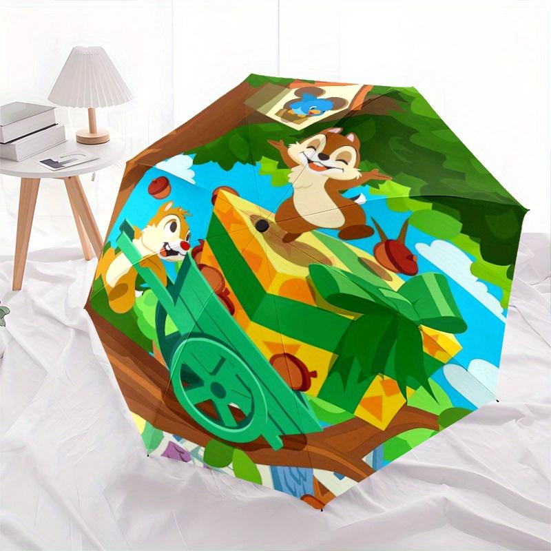 Disney Chip & Dale Adventure Automatic Opening and Closing Umbrella - Suitable for Various Occasions, Outdoor Activities, Lightweight and Du