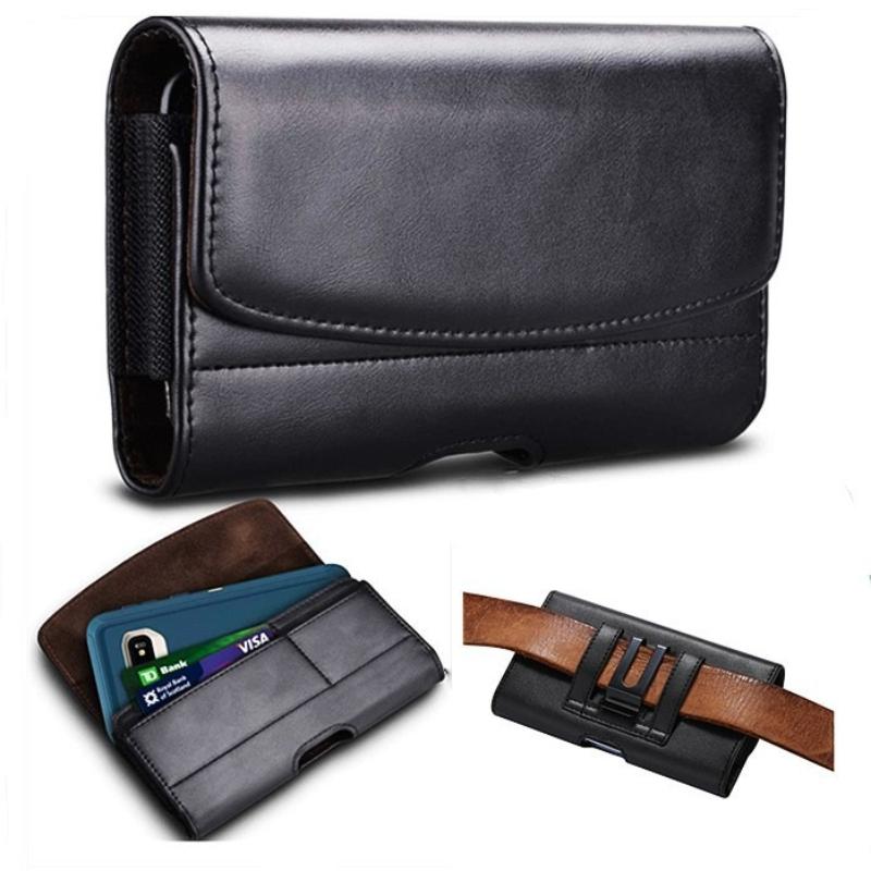 Men's Multifunctional Waist Bag Horizontal Flip Cover Leather Belt Mobile Waist Bag Lnsert Card Hanging Waist Magnetic Suction Phone Case Coin Purse