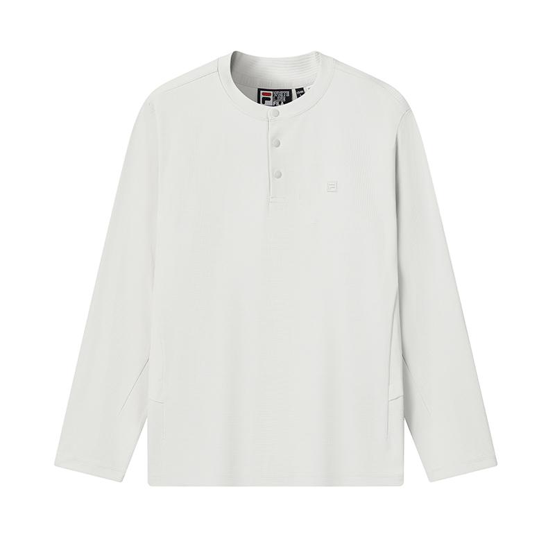 Fila White Minimalist Fashion Classic Casual Versatile Comfortable Long Sleeve T-Shirt Men tops F11M613216FGY L