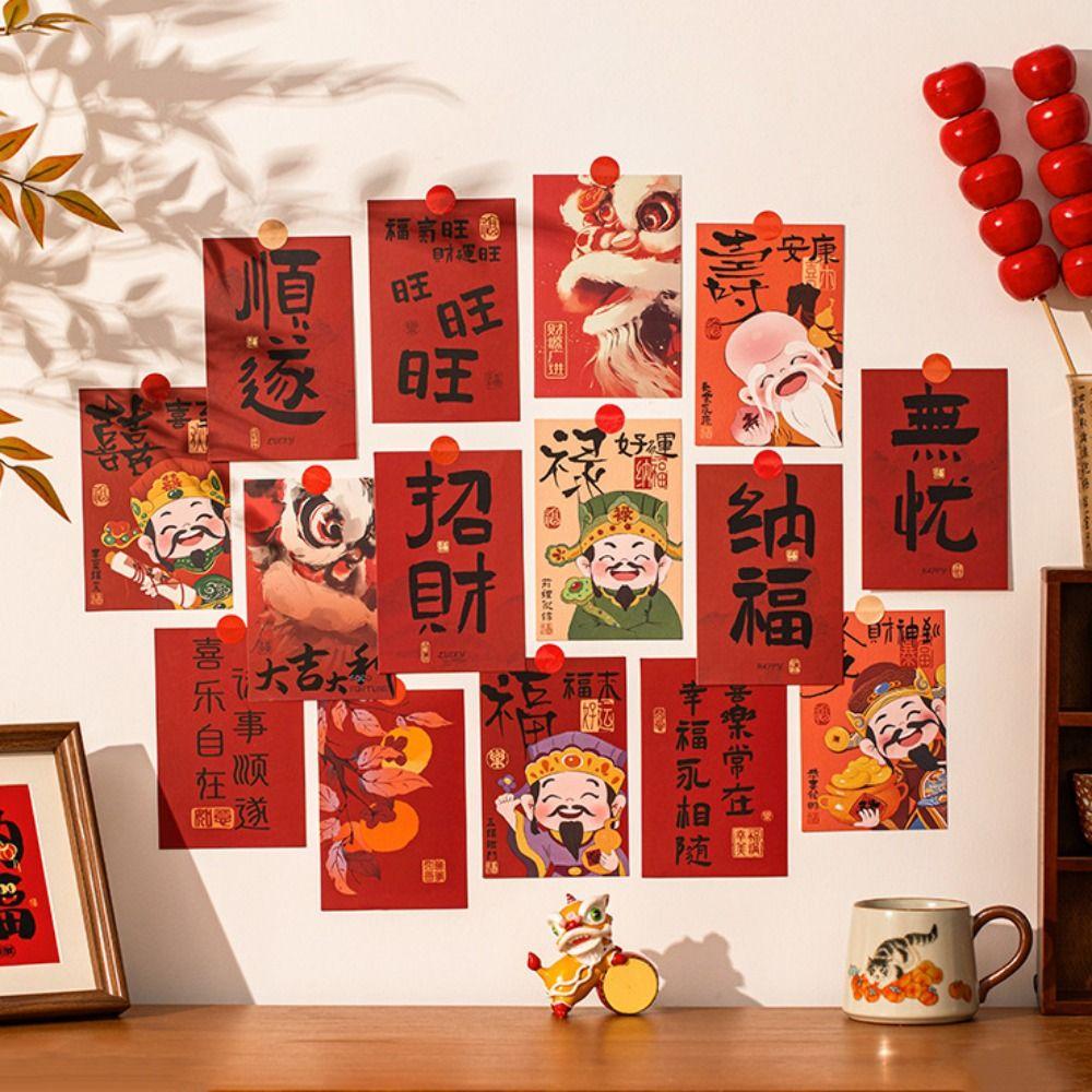 15pcs/set Chinese Style Blessing Words Wall Stickers Blessing Greeting Cards  Spring Festival