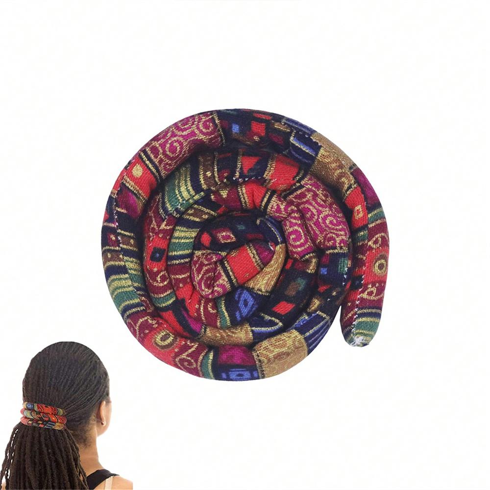 

1pc Women Hair Ties Ethnic Style Retro Print Dreadlocks Hair Band Iron Wire Embedded Bendable Ponytail Holder Hair Accessories