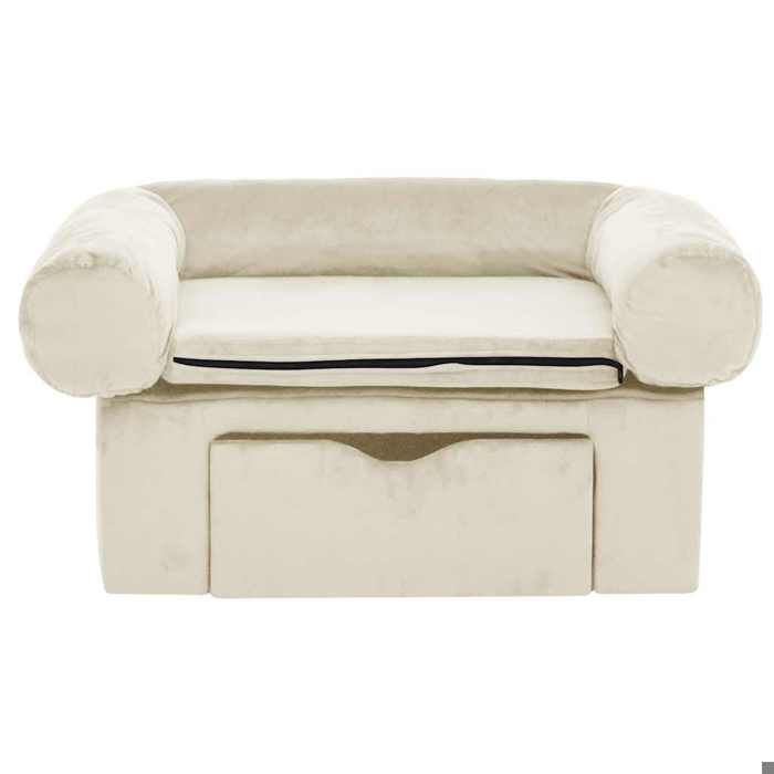 VidaXL Canapé pour Chien avec Tiroir Crème 75x50x38 cm Peluche Sofa Animaux 171082