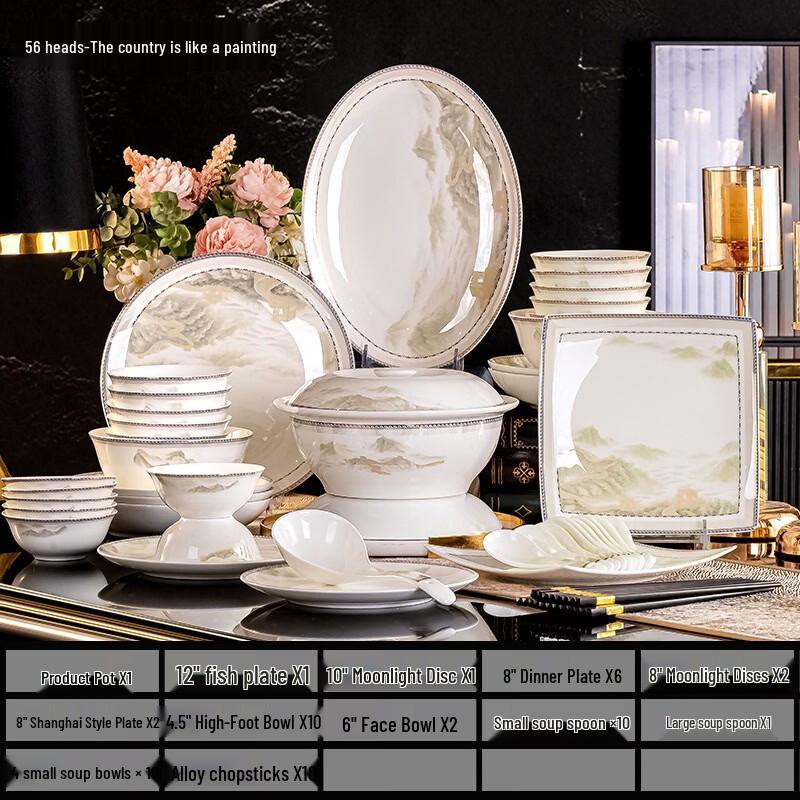 Ruhan 56-Piece Jingdezhen Ceramic Dinnerware Set