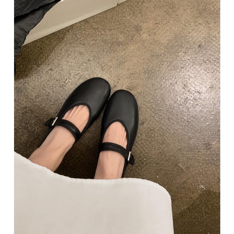 [] Collection~ row soft sheepskin flat-bottomed buckle Mary Jane single shoes women's grandma shoes