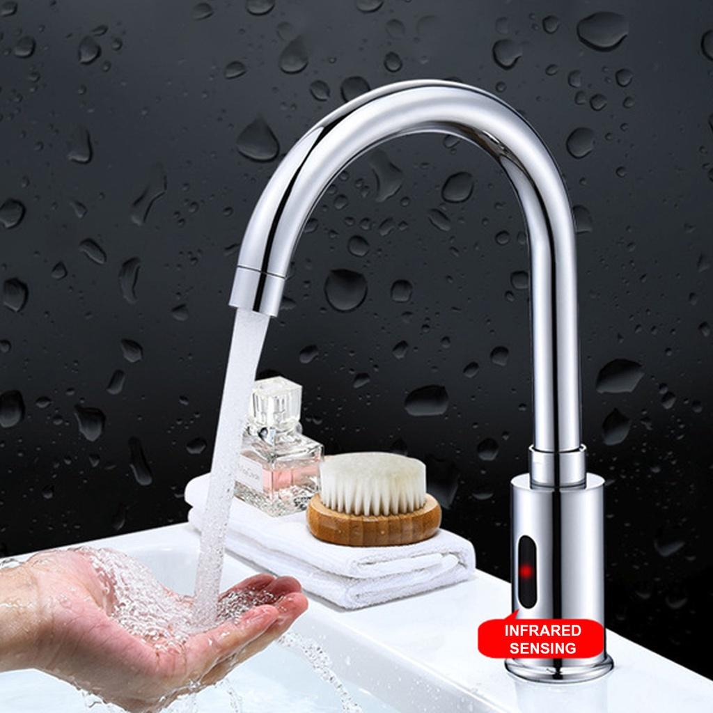 Grifo de agua de inducción, grifo con Sensor infrarrojo automático, grifos de fregadero, cubierta de agua fría única montada