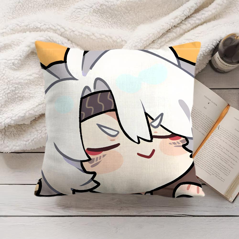 Lingyang Cute Wuthering Waves Cushion Cover Silky Short Plush Invisible Zipper Dustproof Sofa Pillow Case For Home Decor