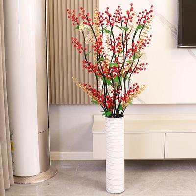 Arrangement de Fleurs Artificielles Fruit Rouge de la Fortune pour la Décoration de la Maison - Décoration de Sol Faite à la Main pour le Nouvel An