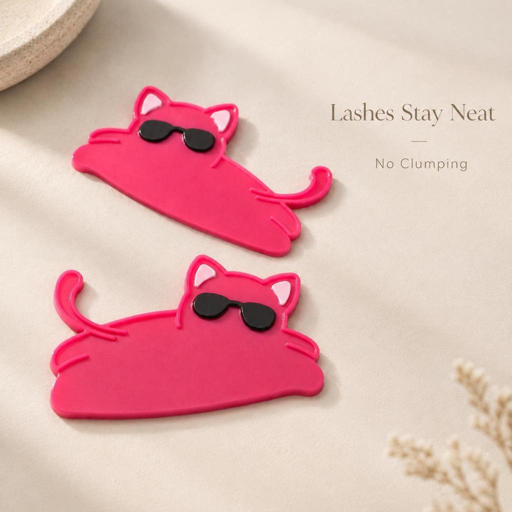 Blackwings Cute Cat Colorful Lash Lift Softening Pads 1 Pair 0.5mm Flat No Curve Self Adhesive Silicone Reusable Tool