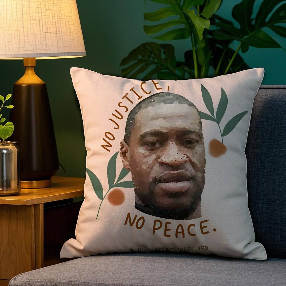 Famous G-George F-Floyd Pillow Case Anti-dustmite Pillowcase Invisible Zipper Silky Short Plush Sofa Cushion Cover