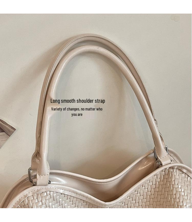 Korean Style Woven Texture Tote Bag: 2026 Fashion Versatile Shoulder Bag, Lazy Style, Large Capacity for Women.