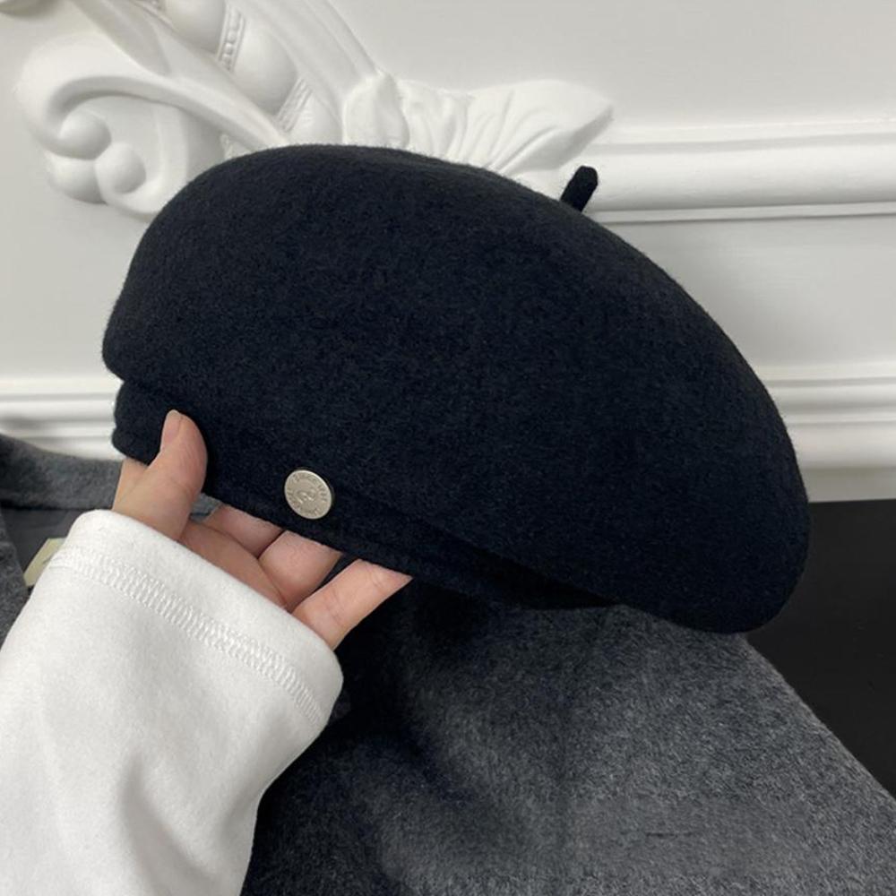 2025 Autumn Winter Women Wool Berets for Elegant Lady Versatile Female Painter Hats Solid Color Fashion Decorative Vintage Cap