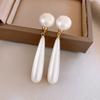 Electroplated Silver Needle Pendant Pearl Earring Light Luxury High-end Feeling Earrings Simple and Fashionable Earrings