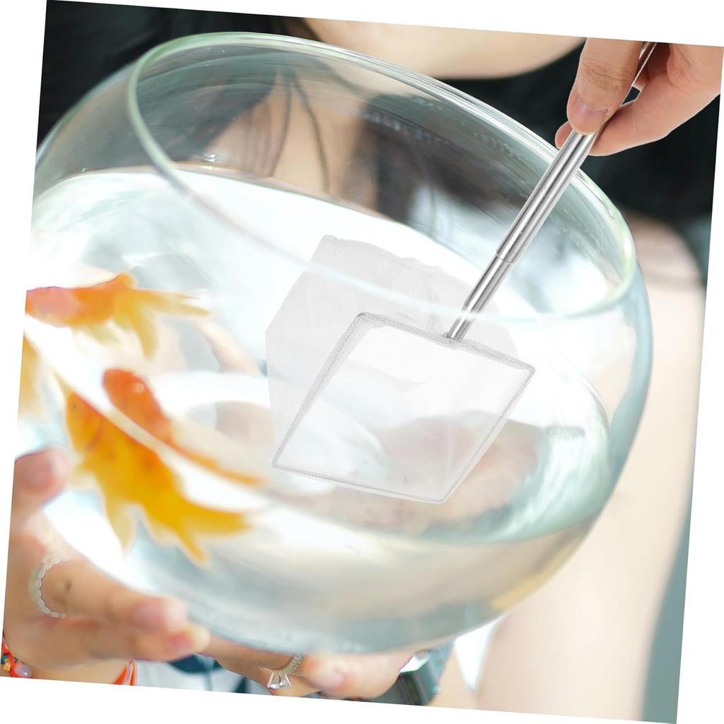 Aquarium Square Fishing Net with Suction Cup Extendable Long Handle Fishing Gear for Catching Fish Shrimp Tank Clean Accessories
