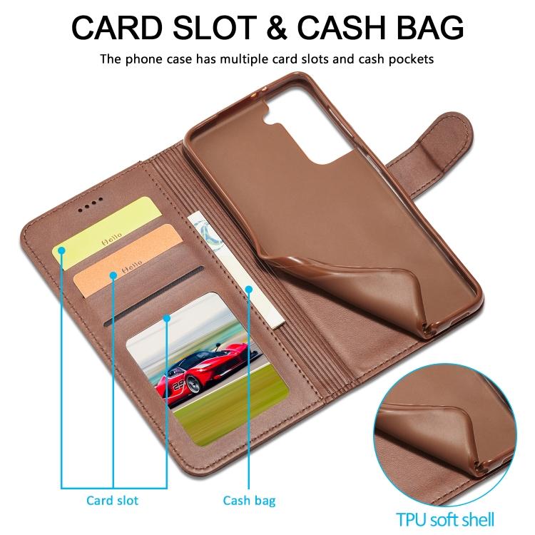 For Samsung Galaxy S21 5G LC.IMEEKE Calf Texture Horizontal Flip Leather Case with Holder & Card Slots & Wallet