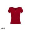 Pure desire dopamine sister feeling semi-open neck short sleeves summer waist thin red top Spice girls wear temperament T-shirt