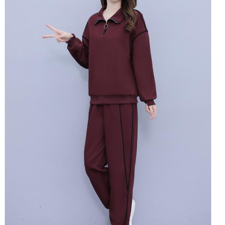 Large Size Casual Sports Suit Spring and Autumn Fashion Slimming Sweater All-match Trousers Two-piece Suit