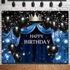 2D Blue Crown Background for Birthday Photoshoot and Video Recording