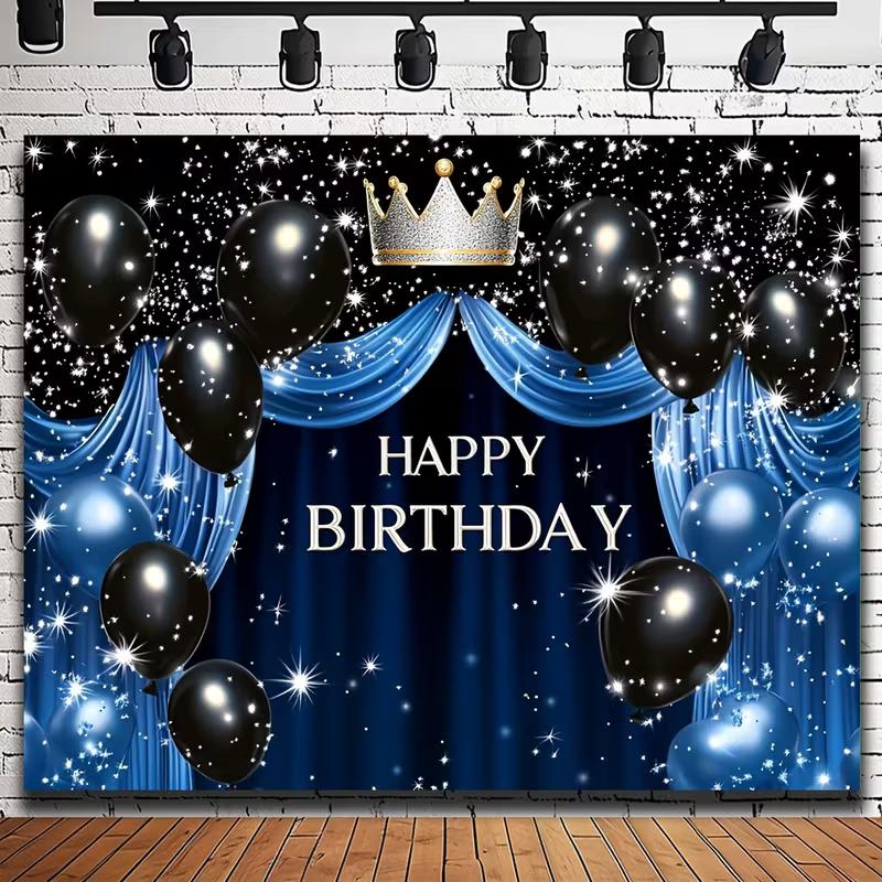 2D Blue Crown Background for Birthday Photoshoot and Video Recording