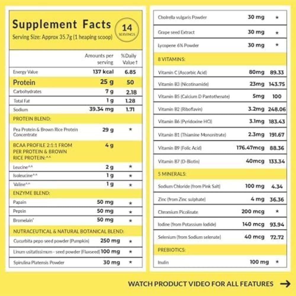 Carbamide Forte Vegan Protein Powder 500g - Plant Based Mango Protein with Multivitamins & Digestive Enzymes