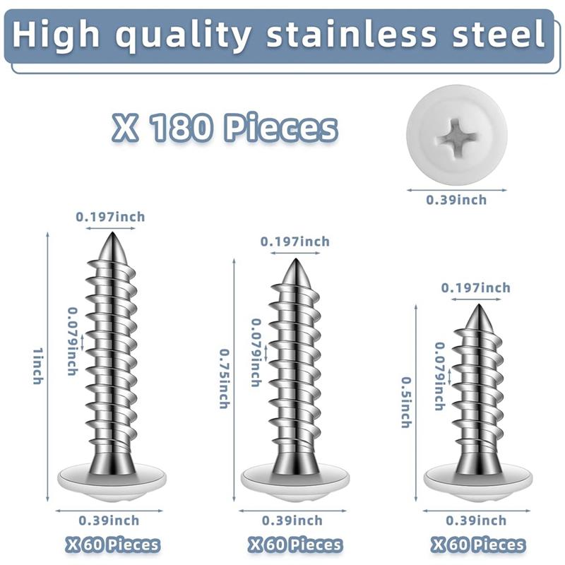 BAAJ-180Piece Wood Sheet Metal Screw Thread Truss Head Fast Self Tapping White Pan Cabinet Screws Wood Work